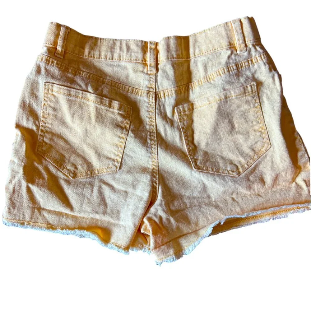 Oshkosh‎ B'Gosh girl's Cut Off Jean Shorts Size 12 Yellow Adjustable Waist